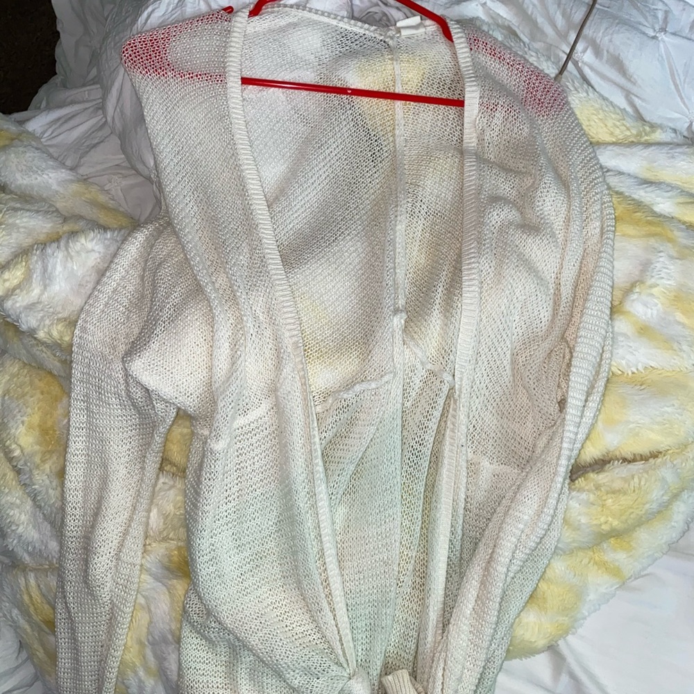 See through long white sweater